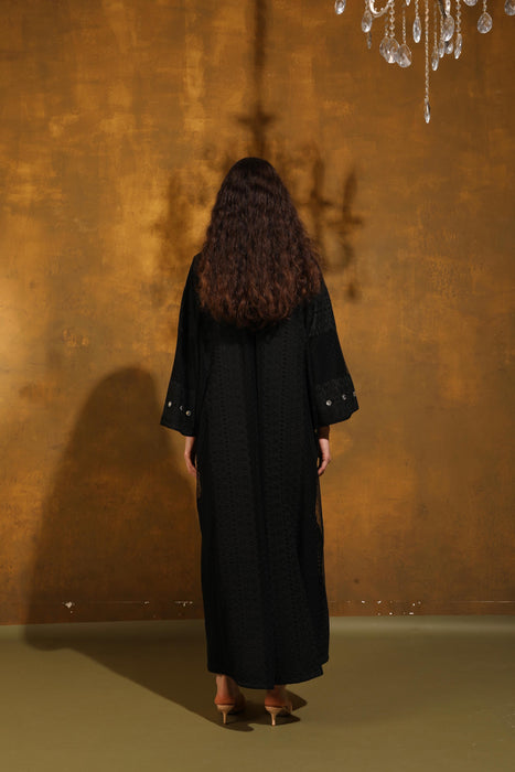 Midnight Crystal Tulle Abaya