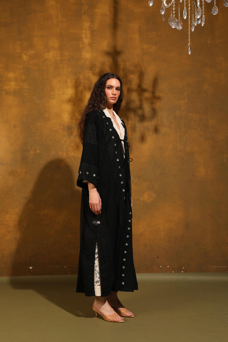 Midnight Crystal Tulle Abaya