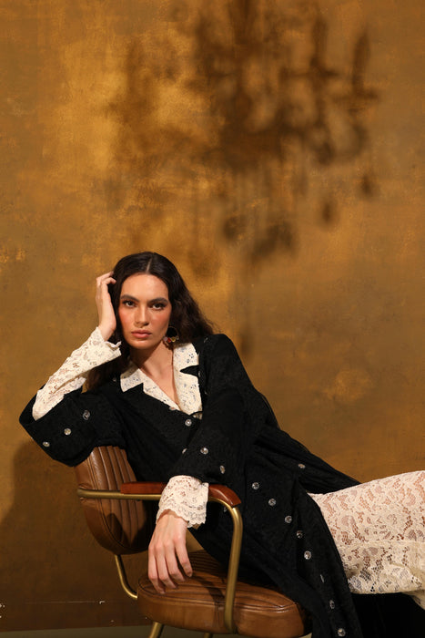 Midnight Crystal Tulle Abaya