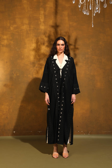 Midnight Crystal Tulle Abaya