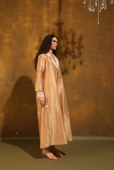 Custard Silk Taffeta Abaya