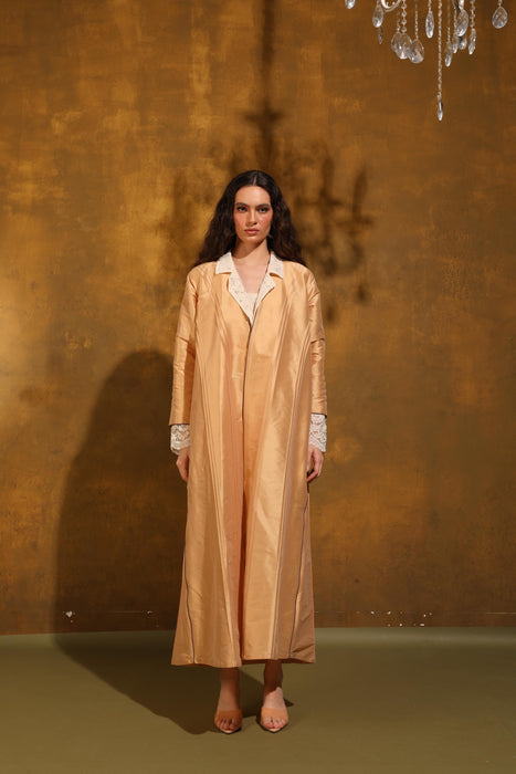 Custard Silk Taffeta Abaya