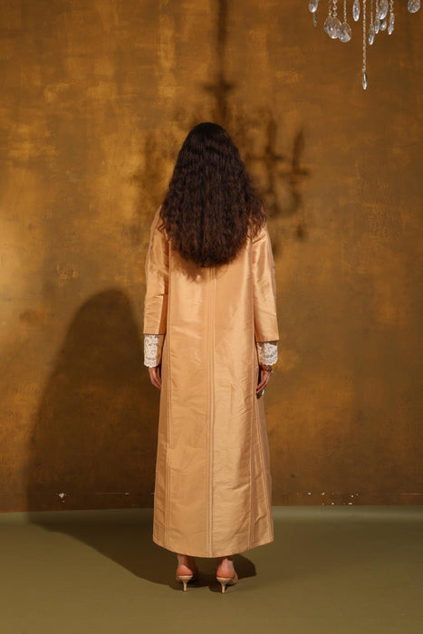 Custard Silk Taffeta Abaya
