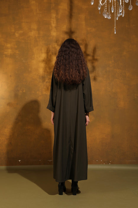 Green Trail Button Abaya