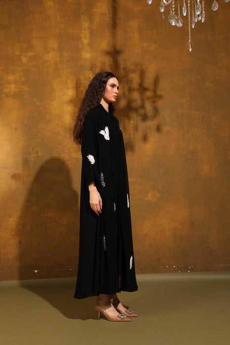 Black Bloom Chiffon Abaya