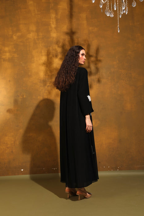 Black Bloom Chiffon Abaya