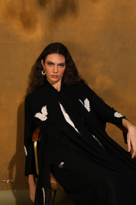 Black Bloom Chiffon Abaya