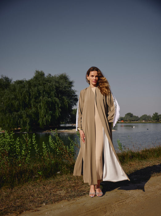 Ash Abaya with Mirror Work