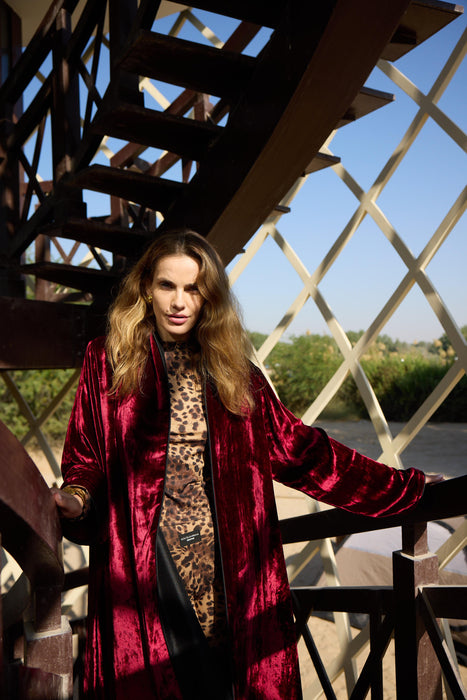 Velvet Maroon Elegance Abaya