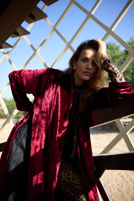 Velvet Maroon Elegance Abaya