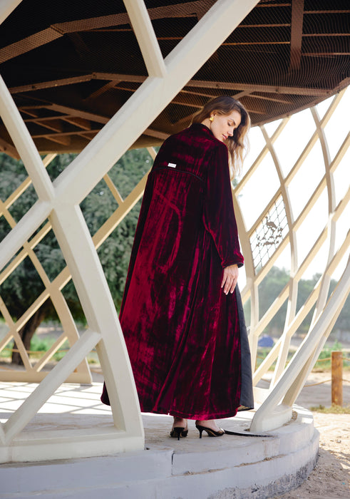 Velvet Maroon Elegance Abaya