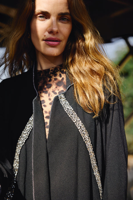 Crystal Embellished Black Abaya