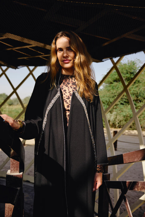 Crystal Embellished Black Abaya