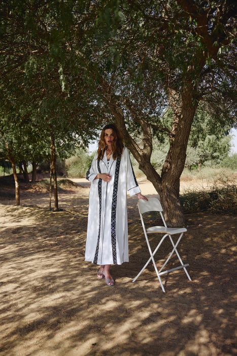 Mirror Work White Abaya