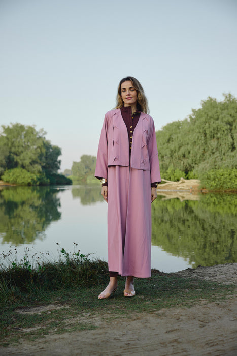 Pink Abaya with Short Jacket