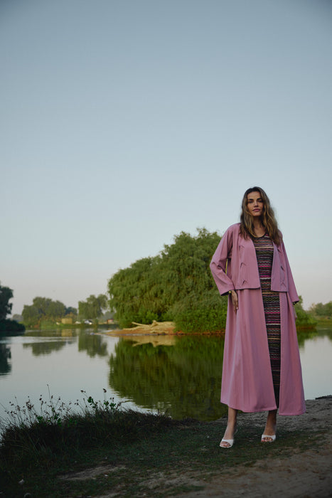 Pink Abaya with Short Jacket