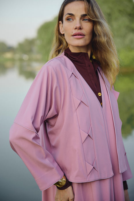 Pink Abaya with Short Jacket