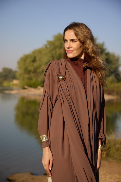 Chocolate Draped Embellished Abaya