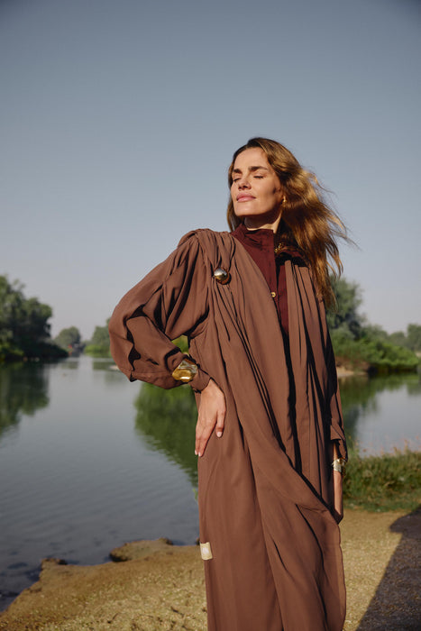 Chocolate Draped Embellished Abaya