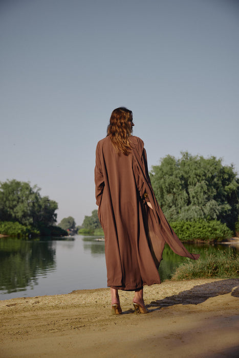 Chocolate Draped Embellished Abaya
