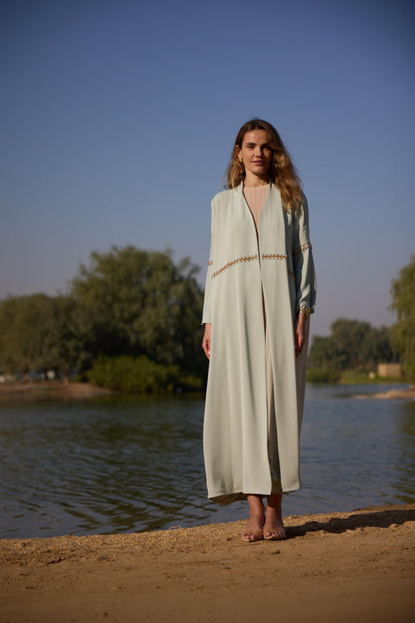 Mint Abaya with Crystal Embellishments