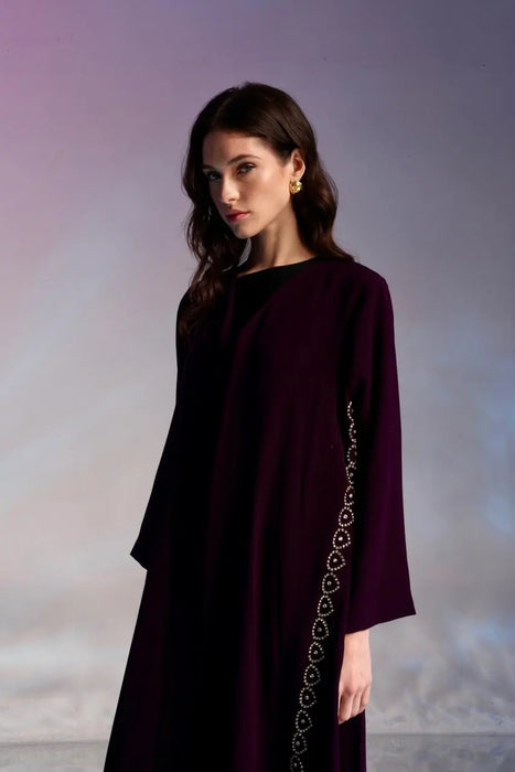 Purple Crystal Embellished Abaya