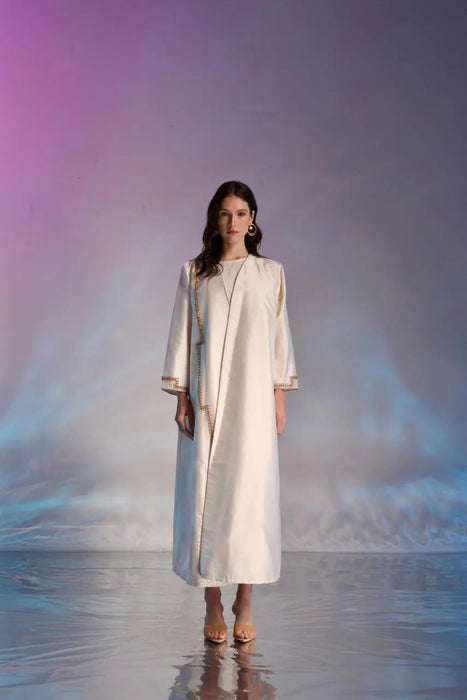 Pearl Tone Embellished Abaya