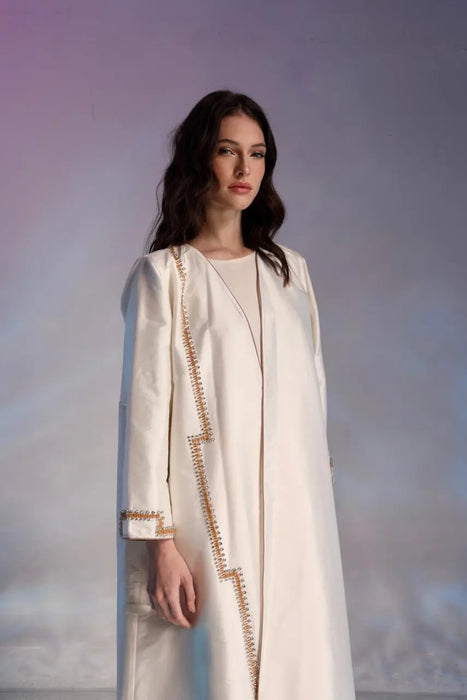 Pearl Tone Embellished Abaya
