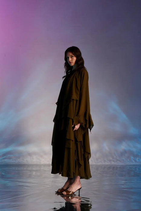Olive Breeze Layered Abaya