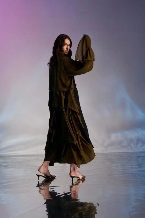 Olive Breeze Layered Abaya