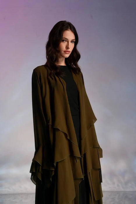 Olive Breeze Layered Abaya