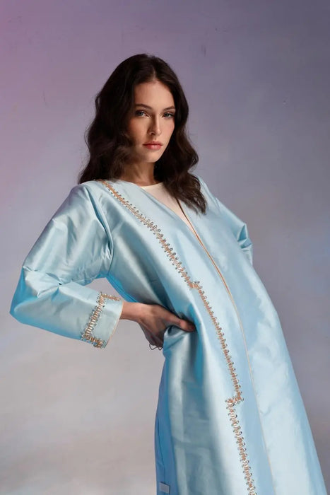 Sky Blue Tone Embellished Abaya