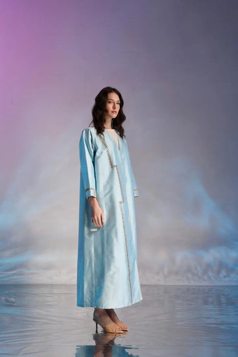 Sky Blue Tone Embellished Abaya