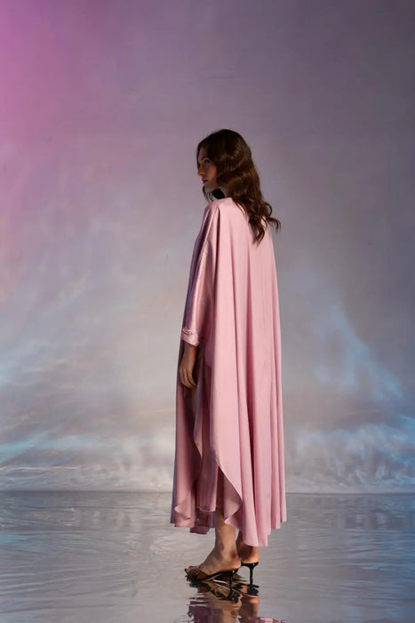 Rose Blush Embroidered Abaya with Inner Dress
