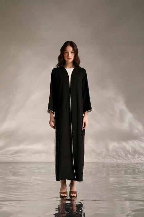 Pearl Trim Black Abaya
