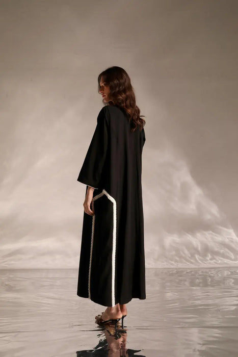 Pearl Trim Black Abaya