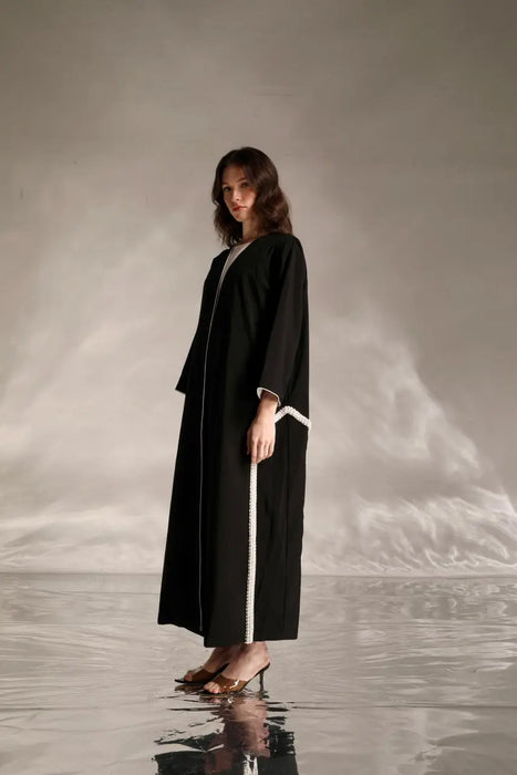 Pearl Trim Black Abaya