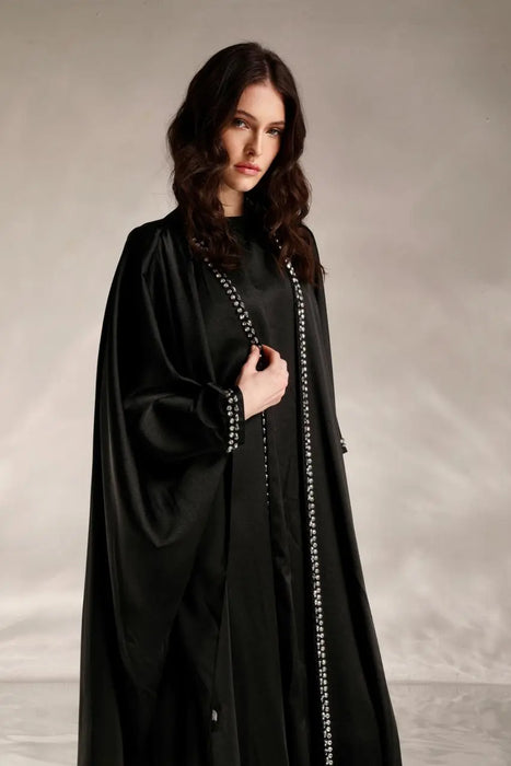 Black Embroidered Abaya with Inner Dress