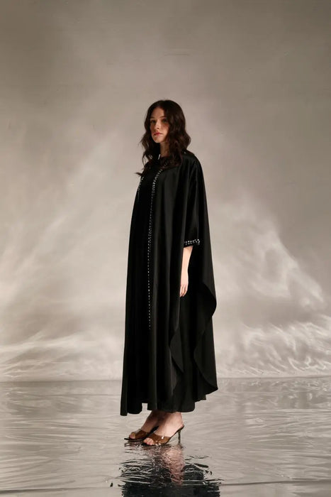 Black Embroidered Abaya with Inner Dress