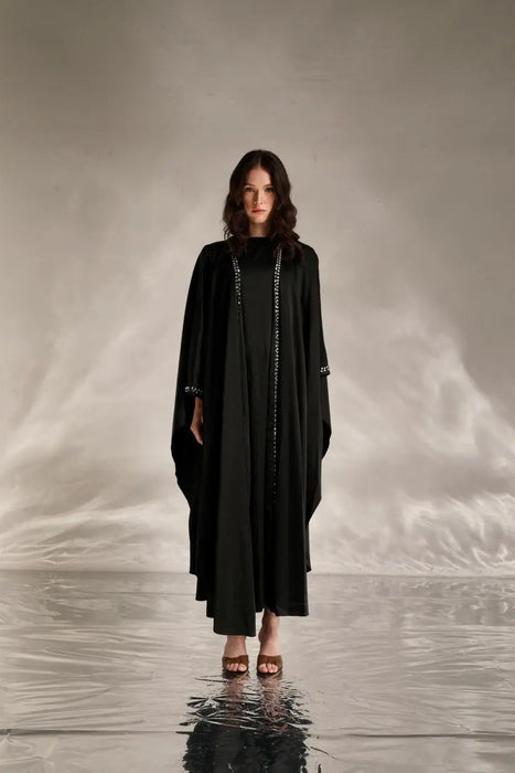 Black Embroidered Abaya with Inner Dress