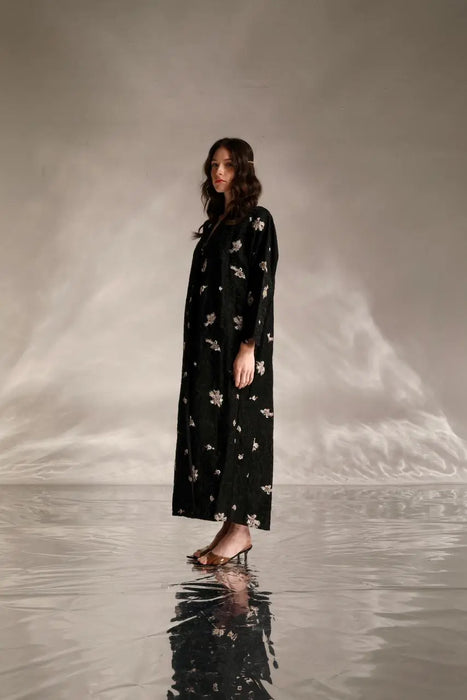 Petal Embellished Organza Abaya