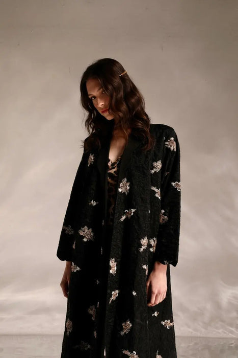 Petal Embellished Organza Abaya