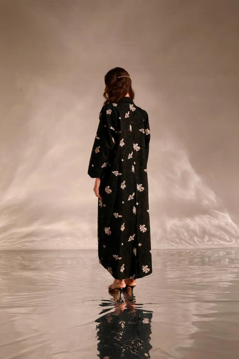 Petal Embellished Organza Abaya