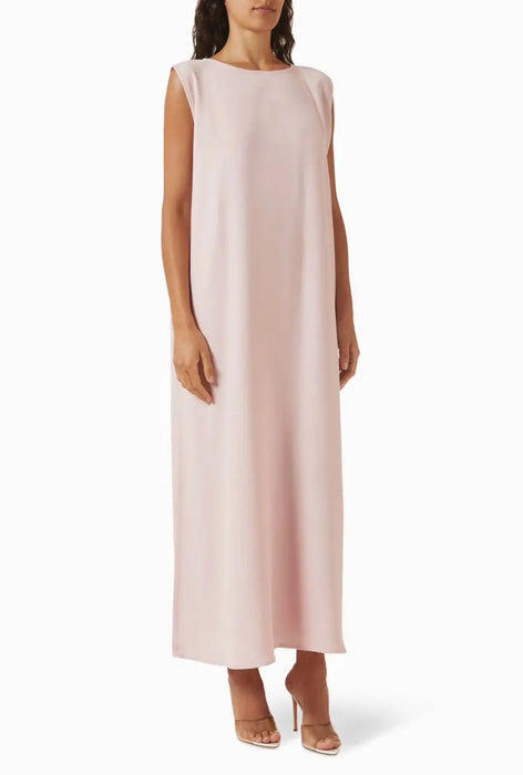 Powder Pink Pearl Tulip Hem Abaya Set