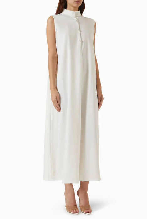 Purple Pearl-Embellished Abaya With Inner Dress