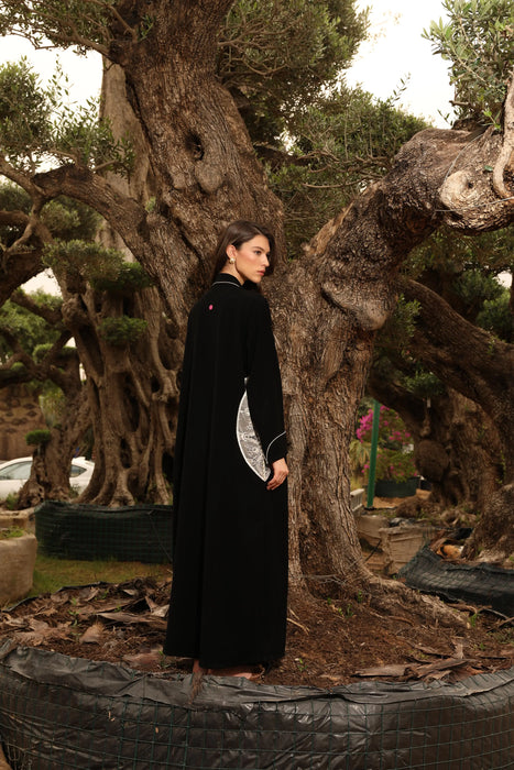 Soft Elegance Lace Abaya with Pearl Accents