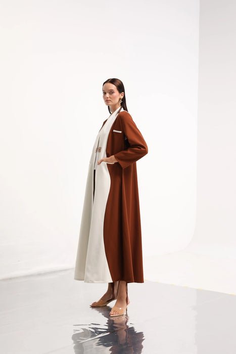 Ivory Terra Color-Block Abaya