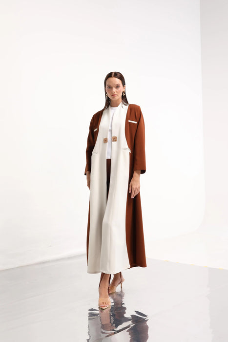 Ivory Terra Color-Block Abaya