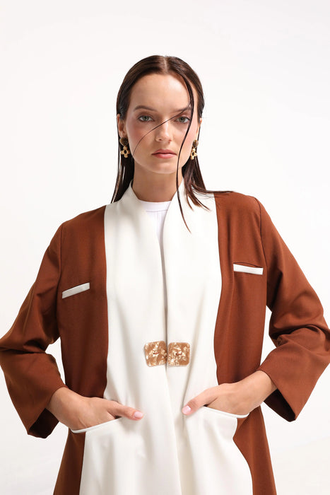 Ivory Terra Color-Block Abaya