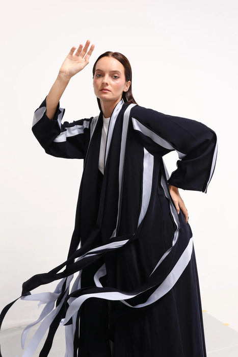 Ribbon Blue Abaya